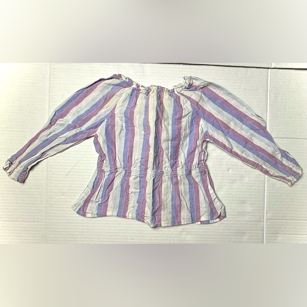 Vintage Old‎ Navy Toddler Girls 2T Striped Shirt Long Sleeve Purple 90s Smocked